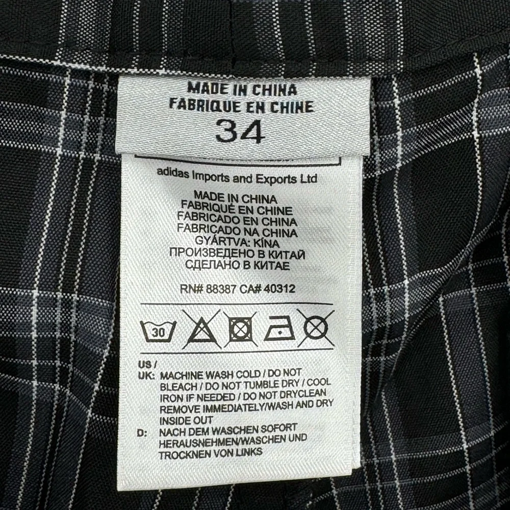 Adidas Steel Blue Black Plaid Athletic Shorts Size 34 NWT‎ RN# 88387